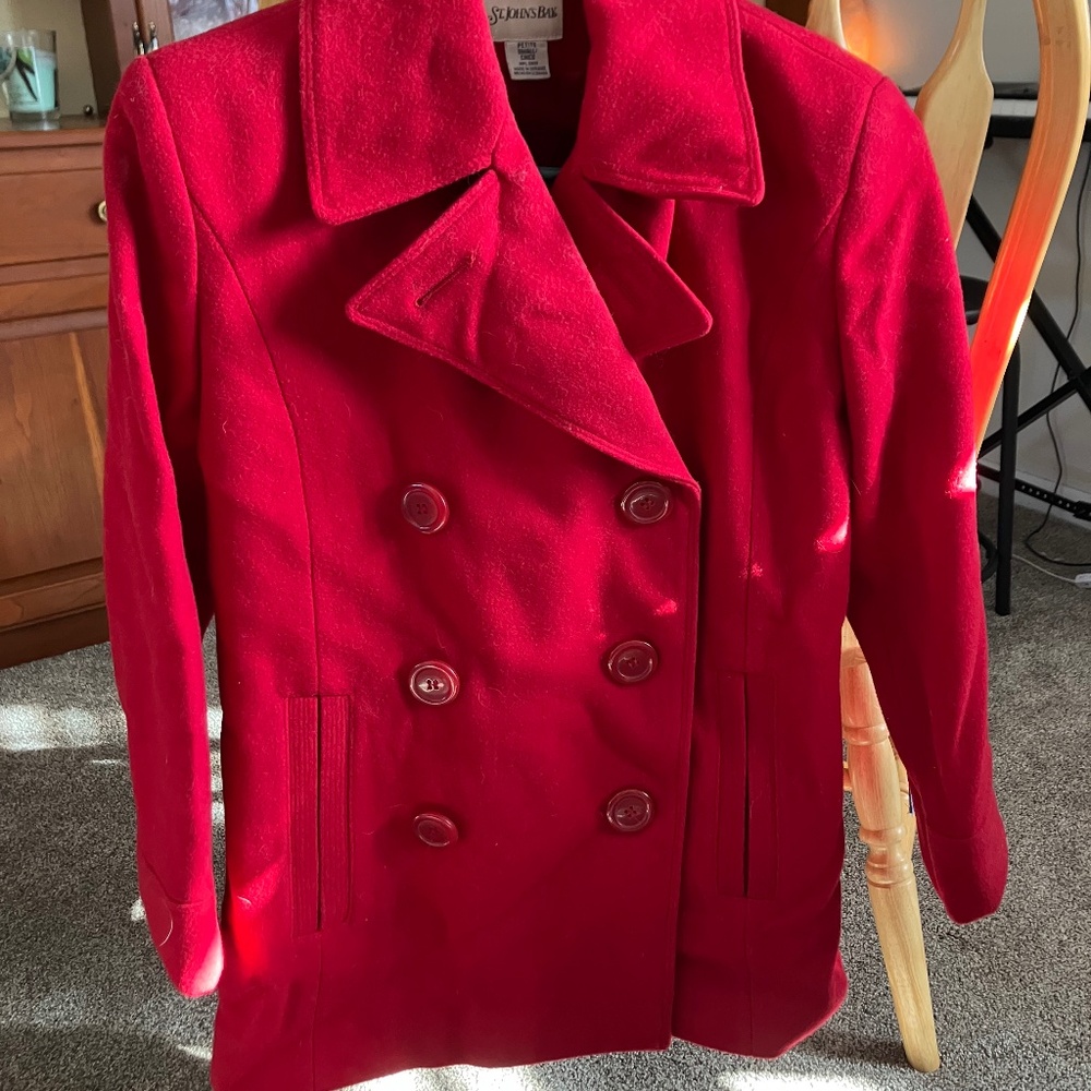 Beautiful all wool red pea coat